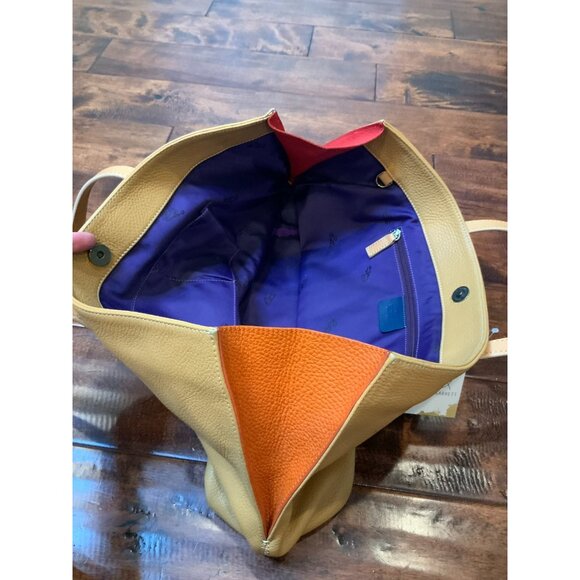 Etro Tan Pebbled Leather Shoulder Bag Purse Double Strap - Picture 5 of 7